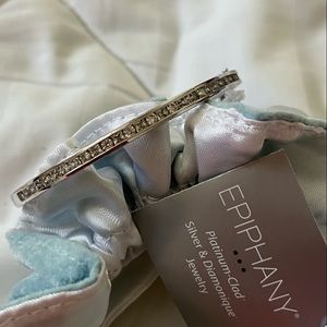 Diamonique bangle bracelet platinum clad